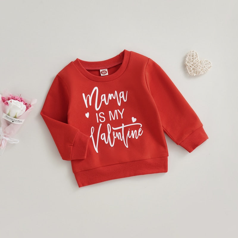 Toddler Kid Girls Valentines Day Shirt Long Sleeve Round Neck Letters Print Loose Top