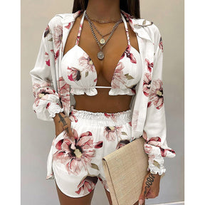 High Waist Bikini Swimsuit Three Pieces Swimwear Sexy Beachwear 2023 New Bathing Suit Shorts Cover Up Summer