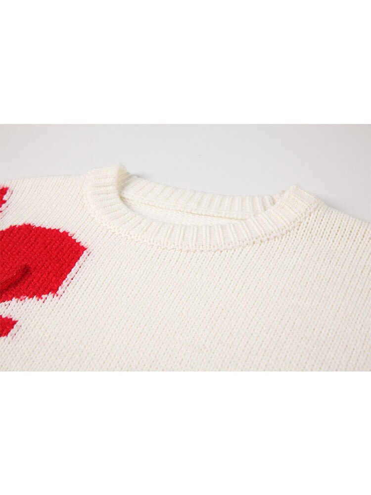 Women Knitted Sweater Autumn Winter Hip Hop Streetwear Heart Tassel Pullover Harajuku Sweater Loose Knitwear Tops