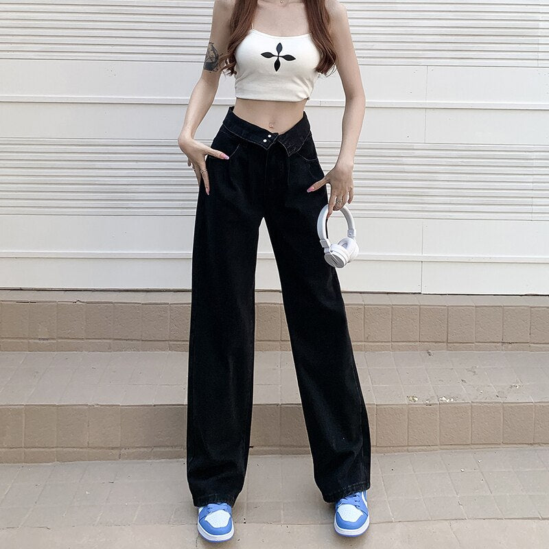 Jeans Woman Wide Pants Cowboy Pants for Women Clothing High Waisted Jeans Woman Clothes