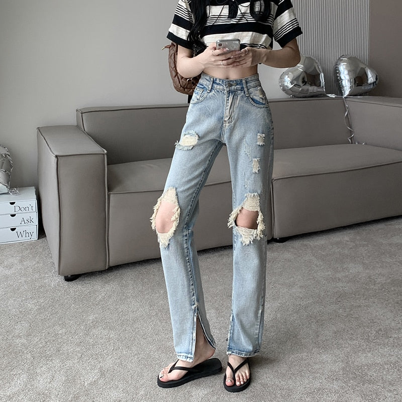 Jeans Woman Wide Pants Cowboy Pants for Women Clothing High Waisted Jeans Woman Clothes