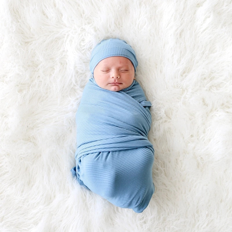 Sleepwear  Newborn Infant Baby Boy Girls Cocoon Swaddle Receiving Blanket Sleeping Swaddle Muslin Wrap headband Hat 2Set