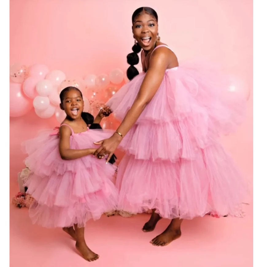 Mommy and Daughter Dress Set Mother and Me Tulle Dress Extra Puffy Tiered Tutu Prom Gowns Birthday Party Dresses Custom Made