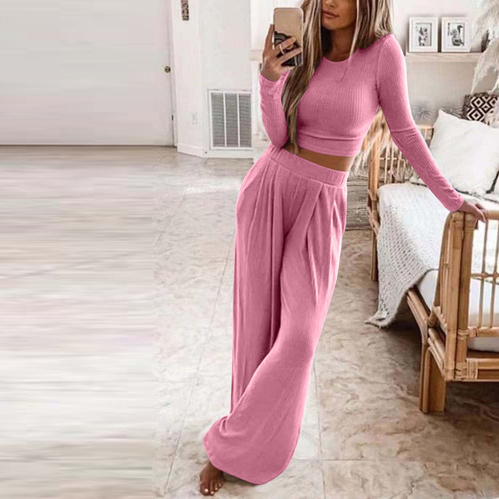 Women Long Sleeve Top + Long Pants Casual Tracksuit Women