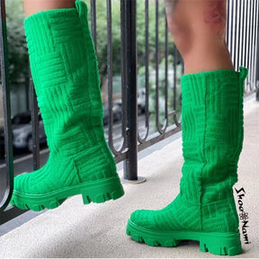New Women Thick-soled Thick-heeled Warm Boots Women Towel Cotton Boots Motorcycle Boots