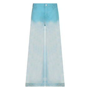 Washed Blue High Waisted Baggy Jeans Streetwear Women Oversized Loose Denim Trousers Wide Leg Pants