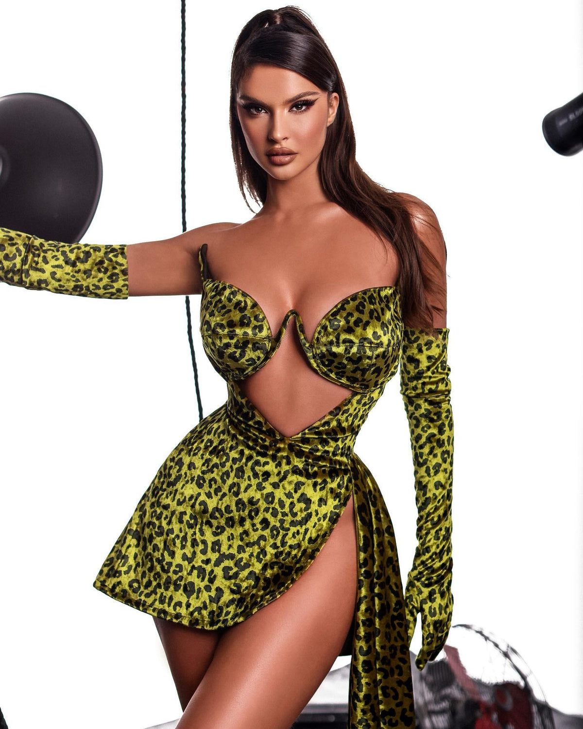 Sexy Leopard Print Short Cocktail Dresses With Side Overlay Sweetherat Off The Shoulder Split Mini Women Maxi Dress