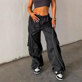 Sweatpants Drawstring Hight Waist Wide Leg Pants Streetwear Fashion Casual Bottoms for Women