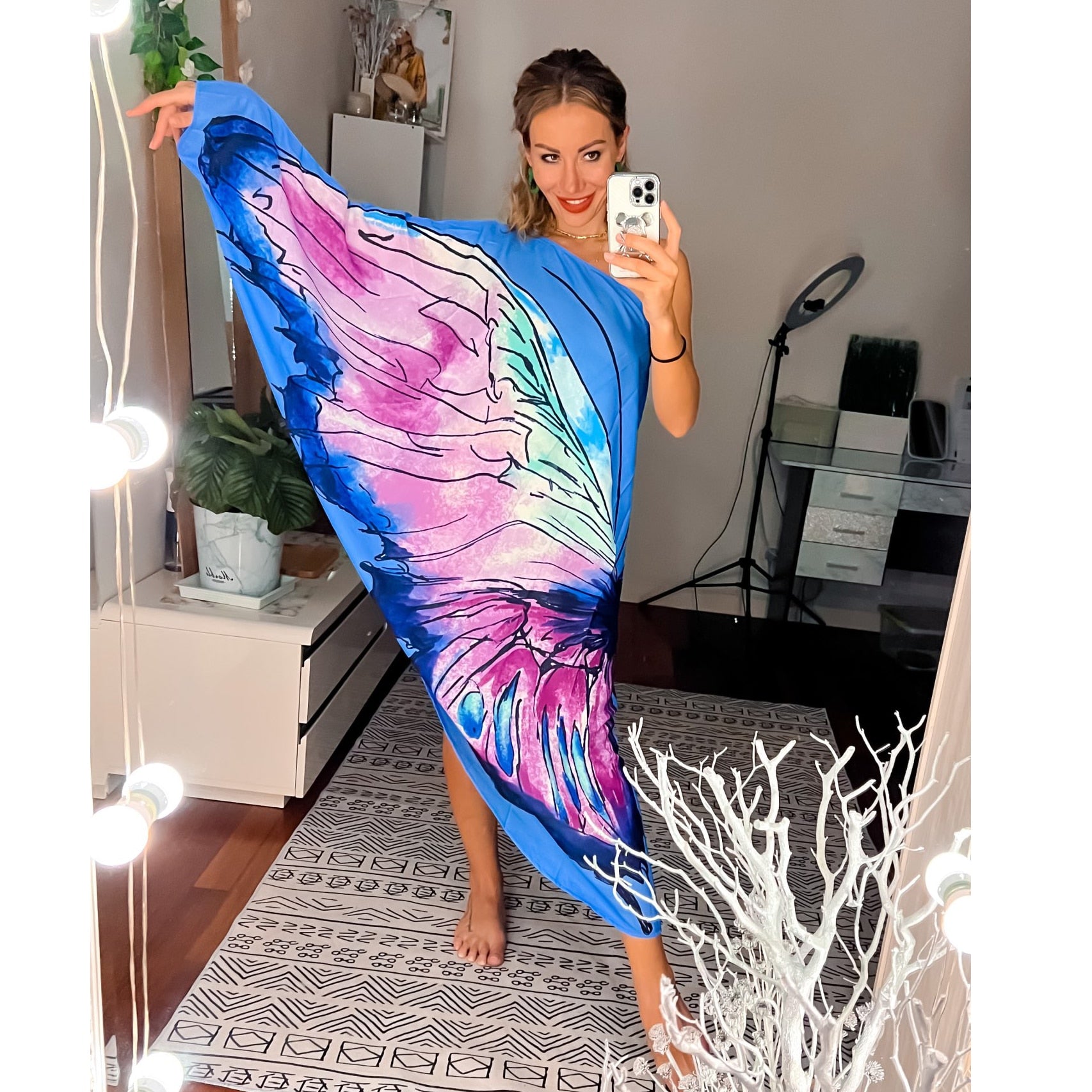 2023 New One Shoulder Caftan Asymmetrical Cover Up Dress Women Summer Flowy Jumpsuit Beach Wear Swim Suit Cover-ups