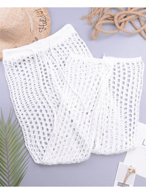 Fitshinling Handmade Crochet Beach Pants Women Swimwear 2023 Summer Bohemian Sexy Hot Hollow Out Holiday High Waist Pantalones