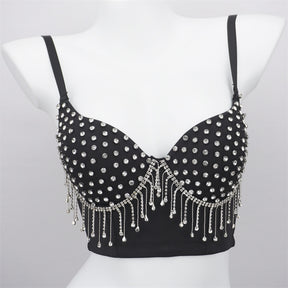 Women Crop Top Streetwear Beading Diamond Push Up Bra Casual Tank Tops Woman Clothes Bustier Camis Fashion Ladies Corset
