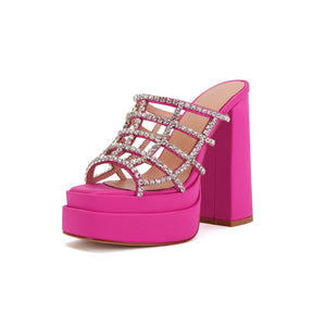 Waterproof Platform High Heel Rhinestone Sandals